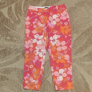Talbots Pink and Orange Floral Crop Pants